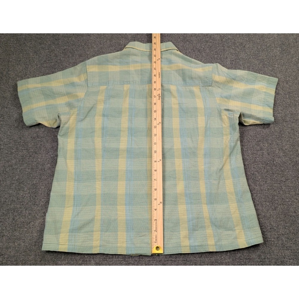 Woolrich Women's Green Striped Cotton Short Sleeve Button Front Shirt Medium - Picture 9 of 11
